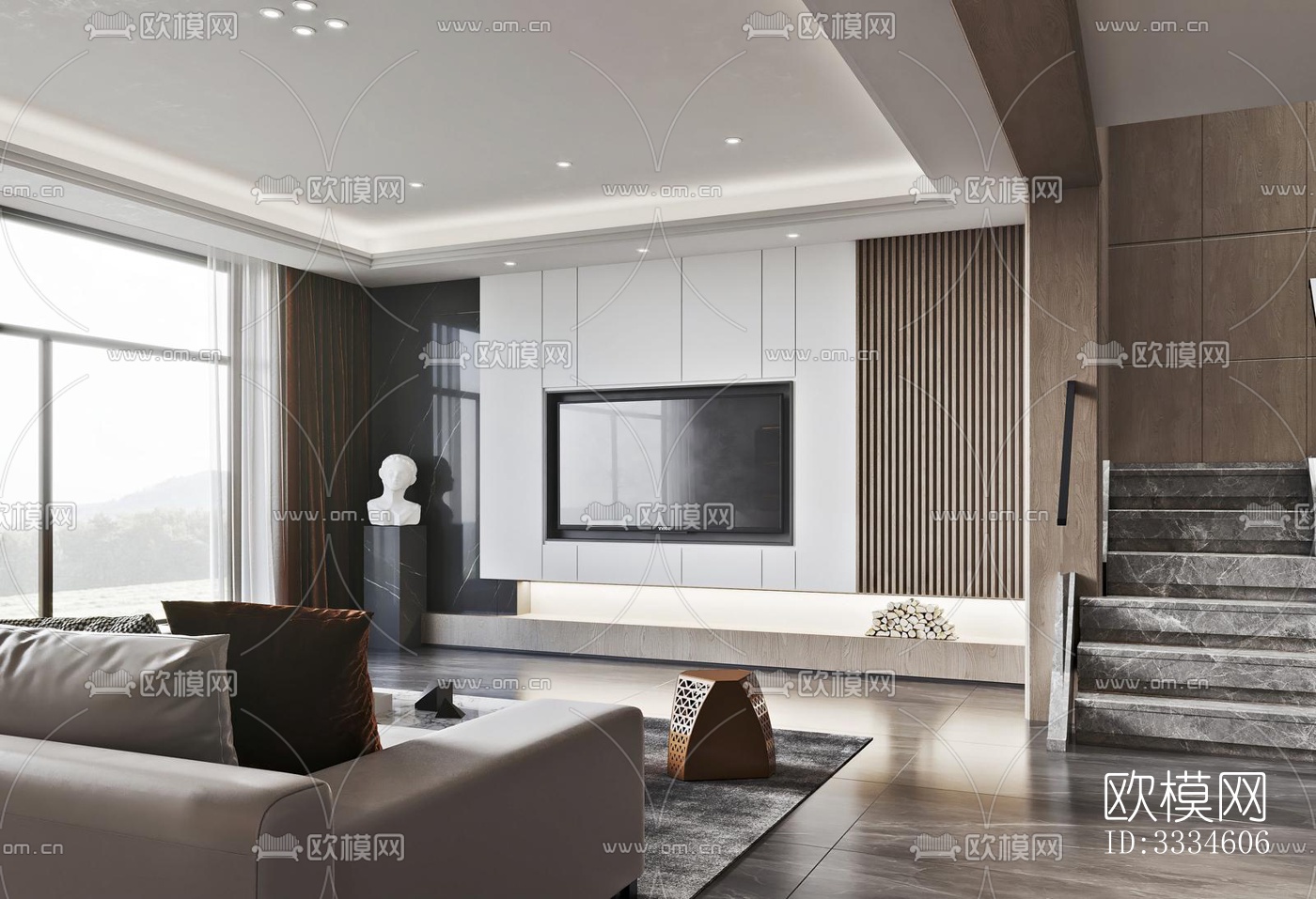 现代客厅效果图下载（渲染图14）