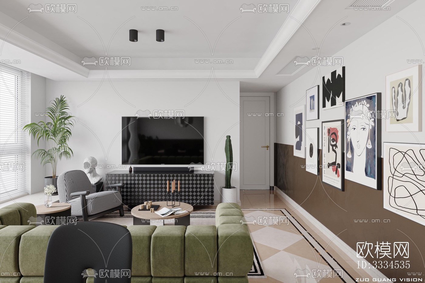 现代客厅效果图下载（渲染图3）