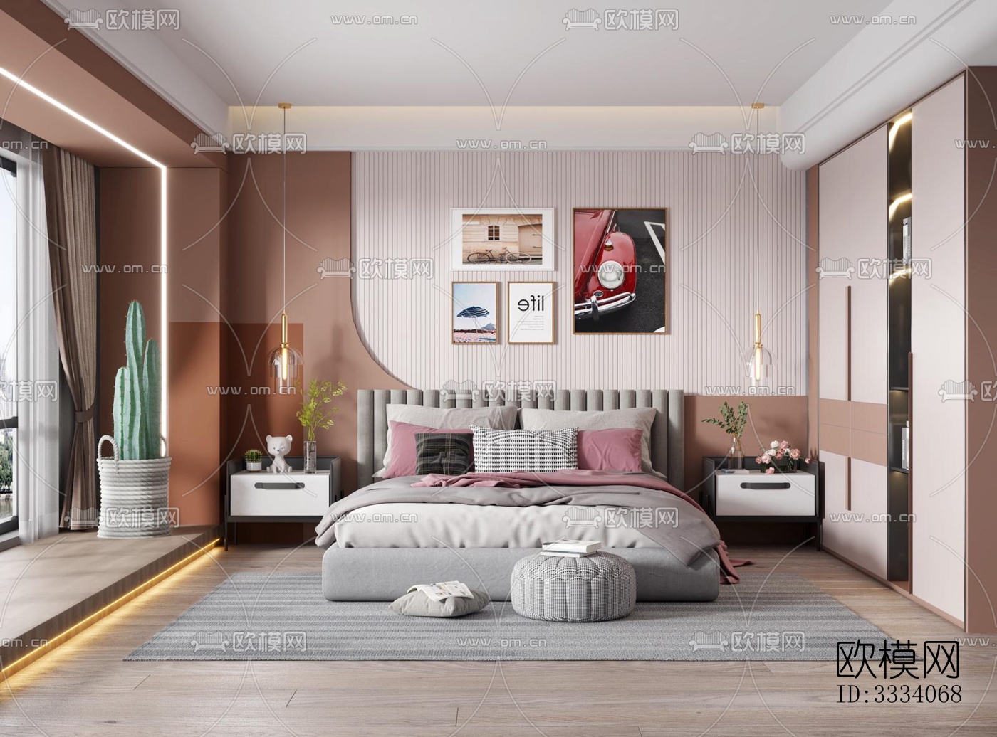 现代卧室效果图下载（渲染图4）