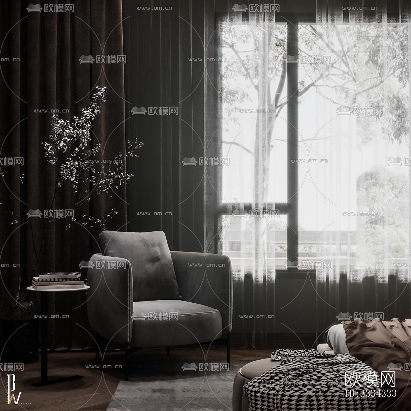 现代卧室效果图下载（渲染图4）