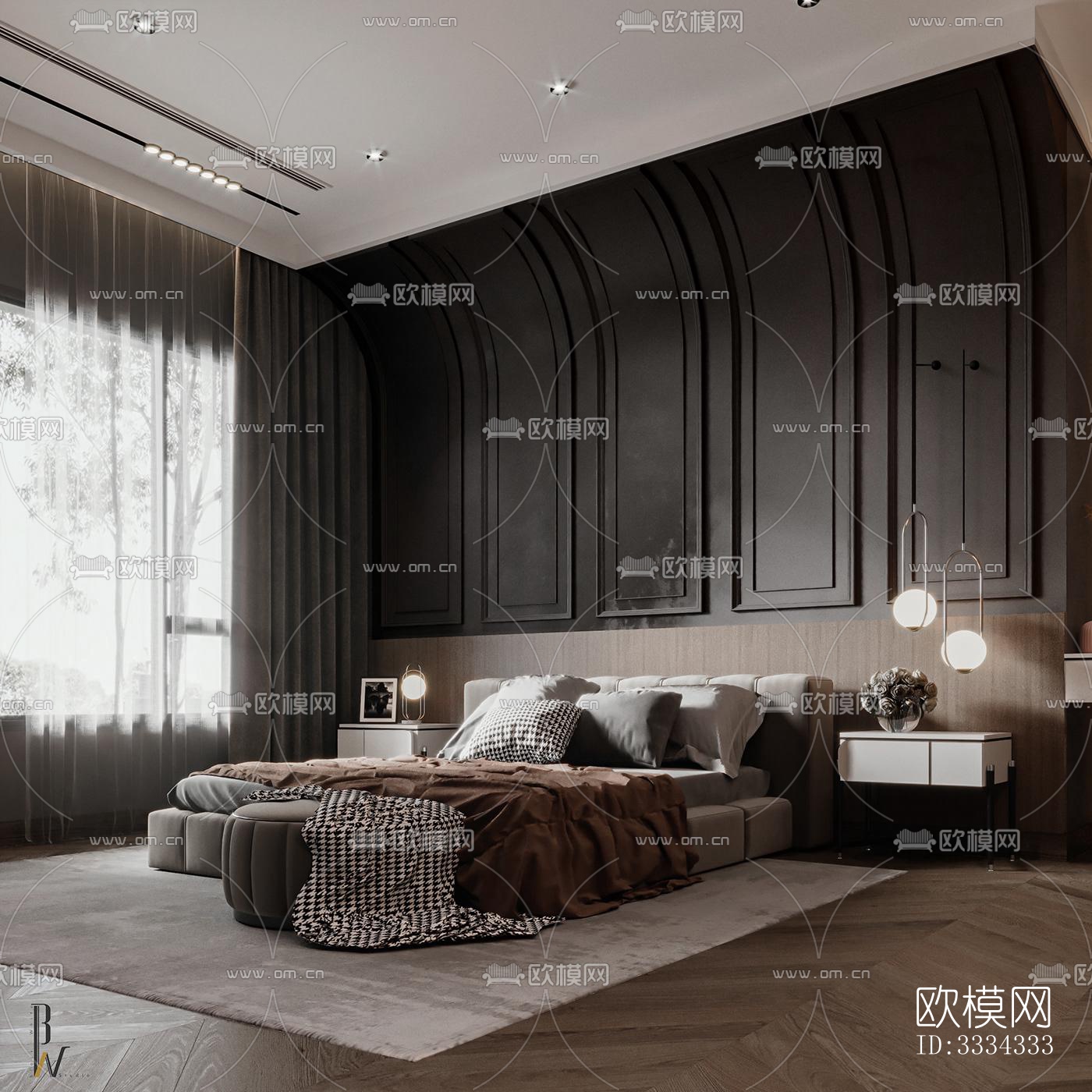 现代卧室效果图下载（渲染图5）