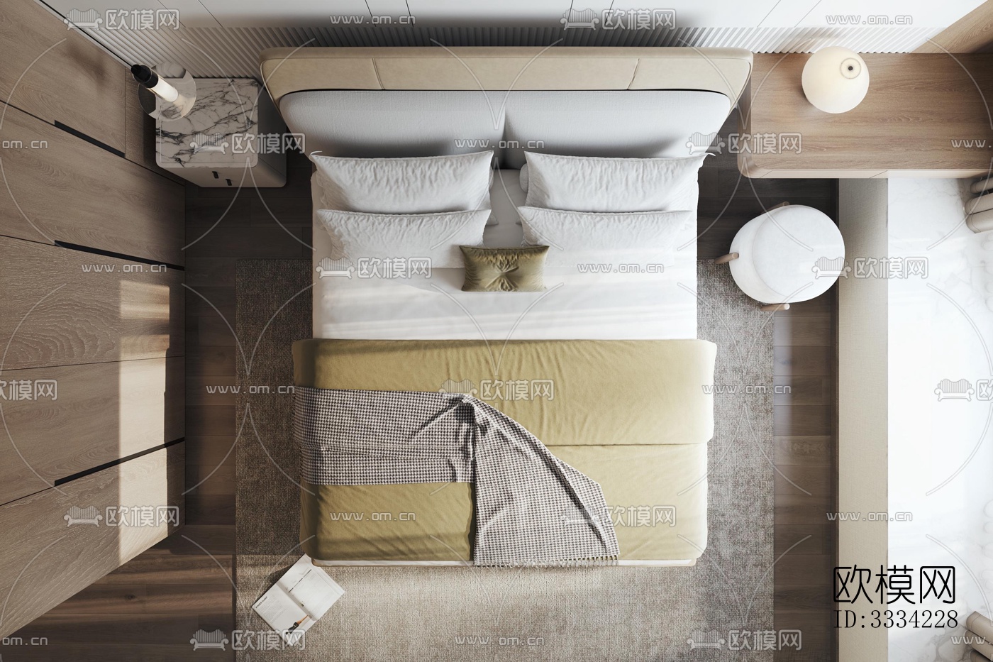 现代卧室效果图下载（渲染图3）