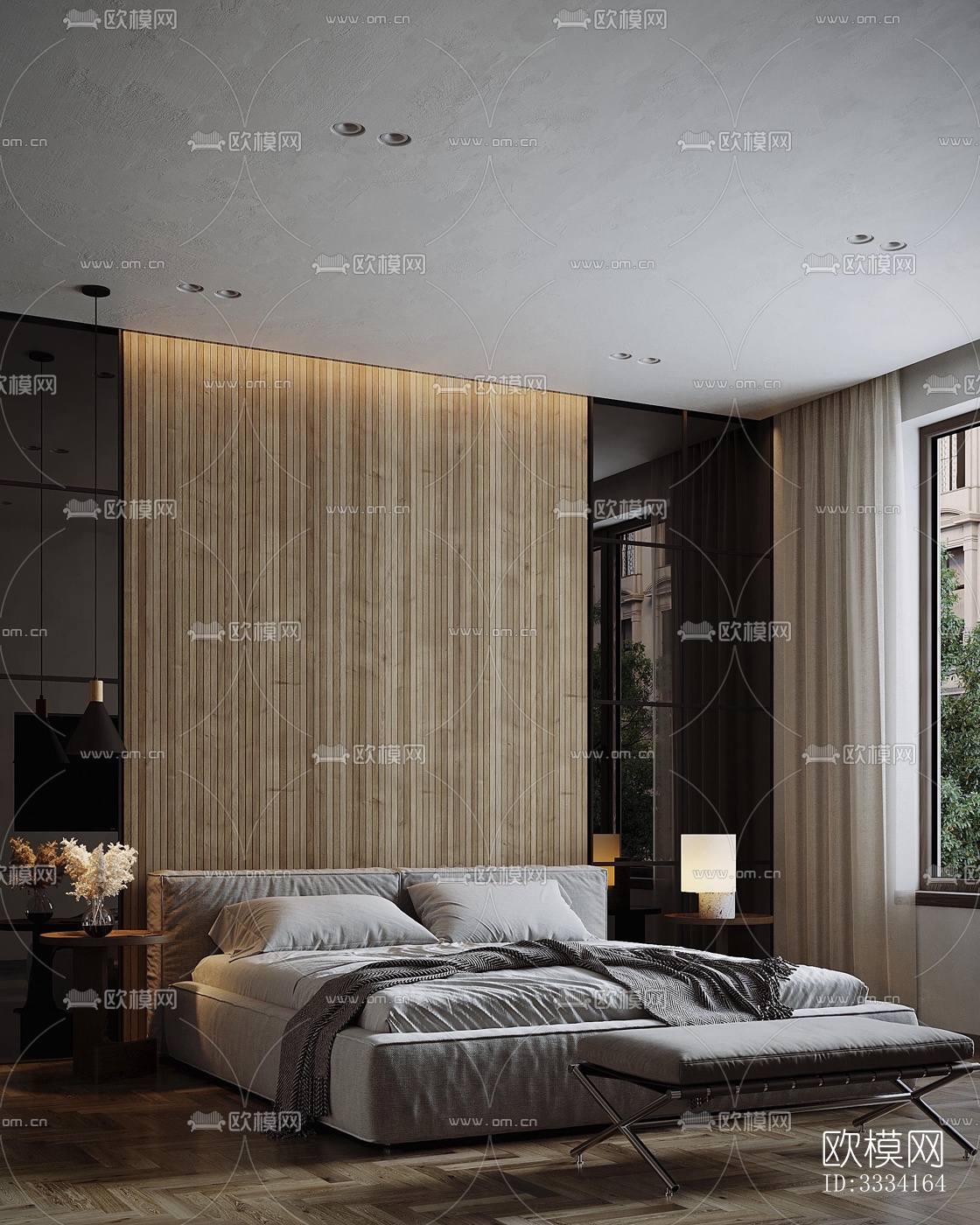 现代卧室效果图下载（渲染图1）