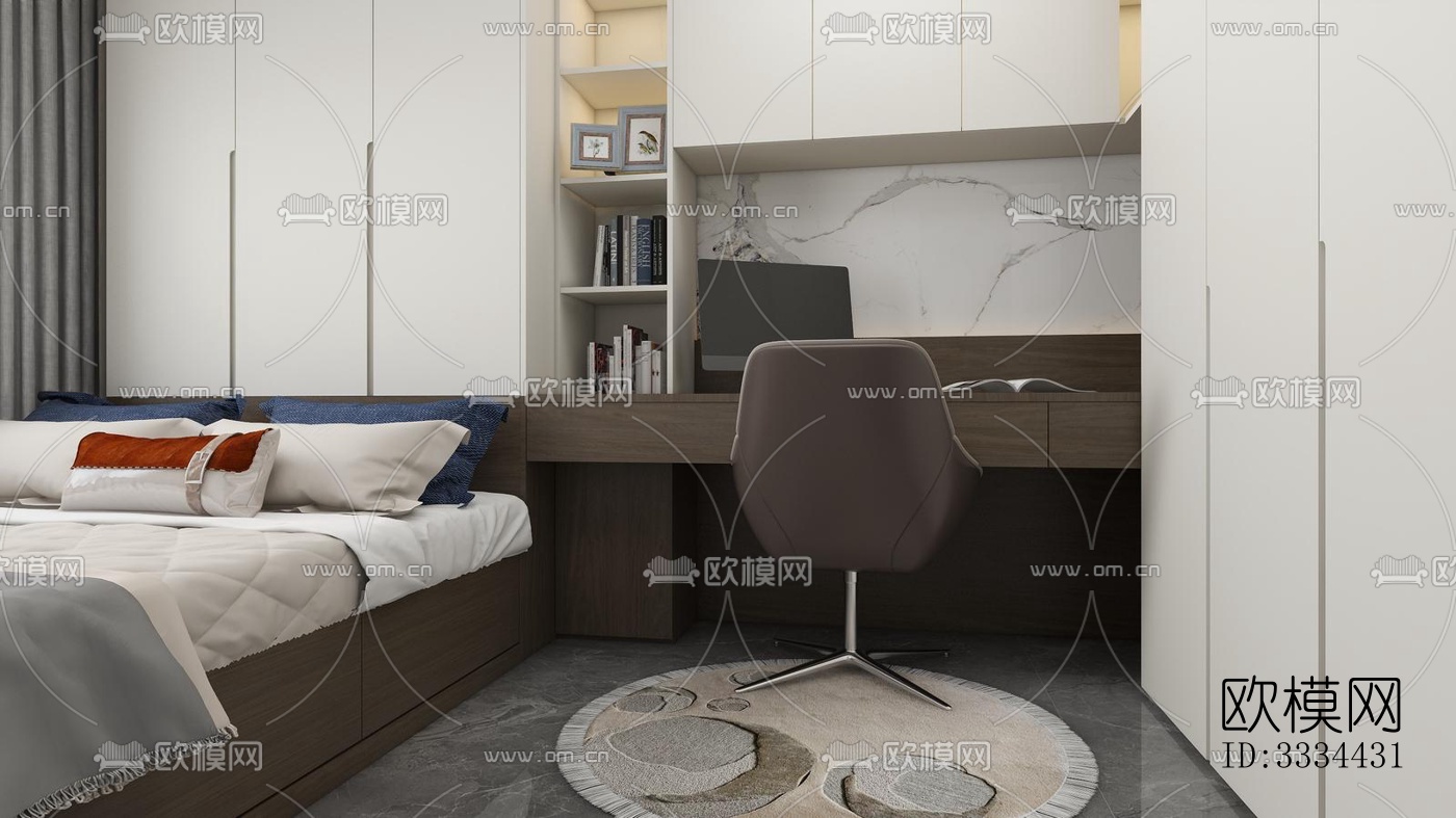 现代卧室效果图下载（渲染图1）