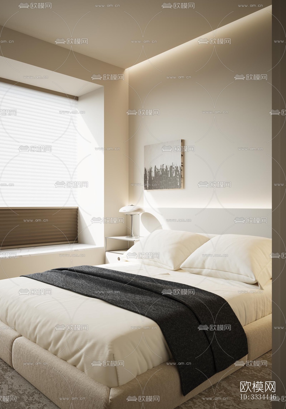 现代卧室效果图下载（渲染图3）