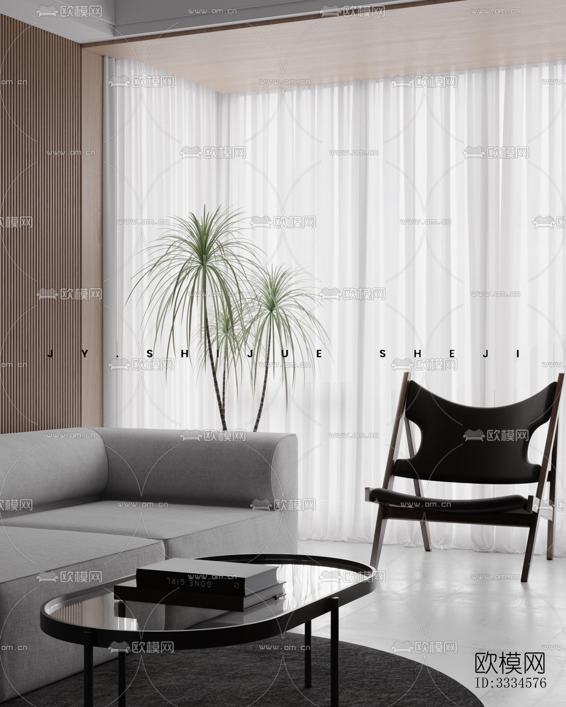 现代客厅效果图下载（渲染图4）