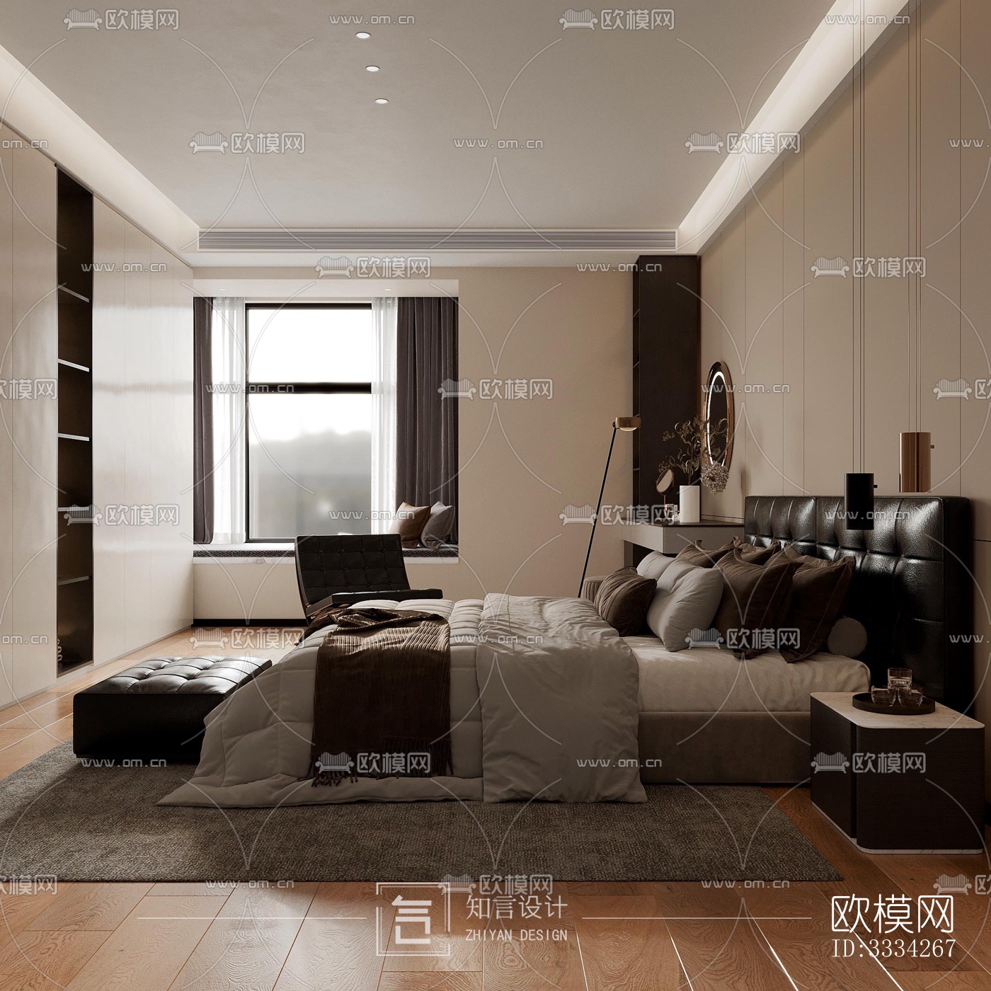 现代卧室效果图下载（渲染图2）