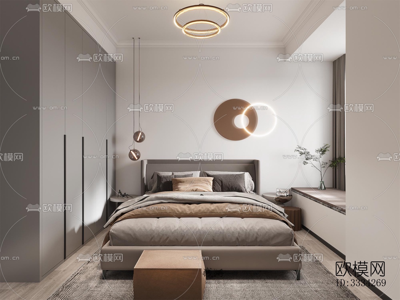 现代卧室效果图下载（渲染图2）