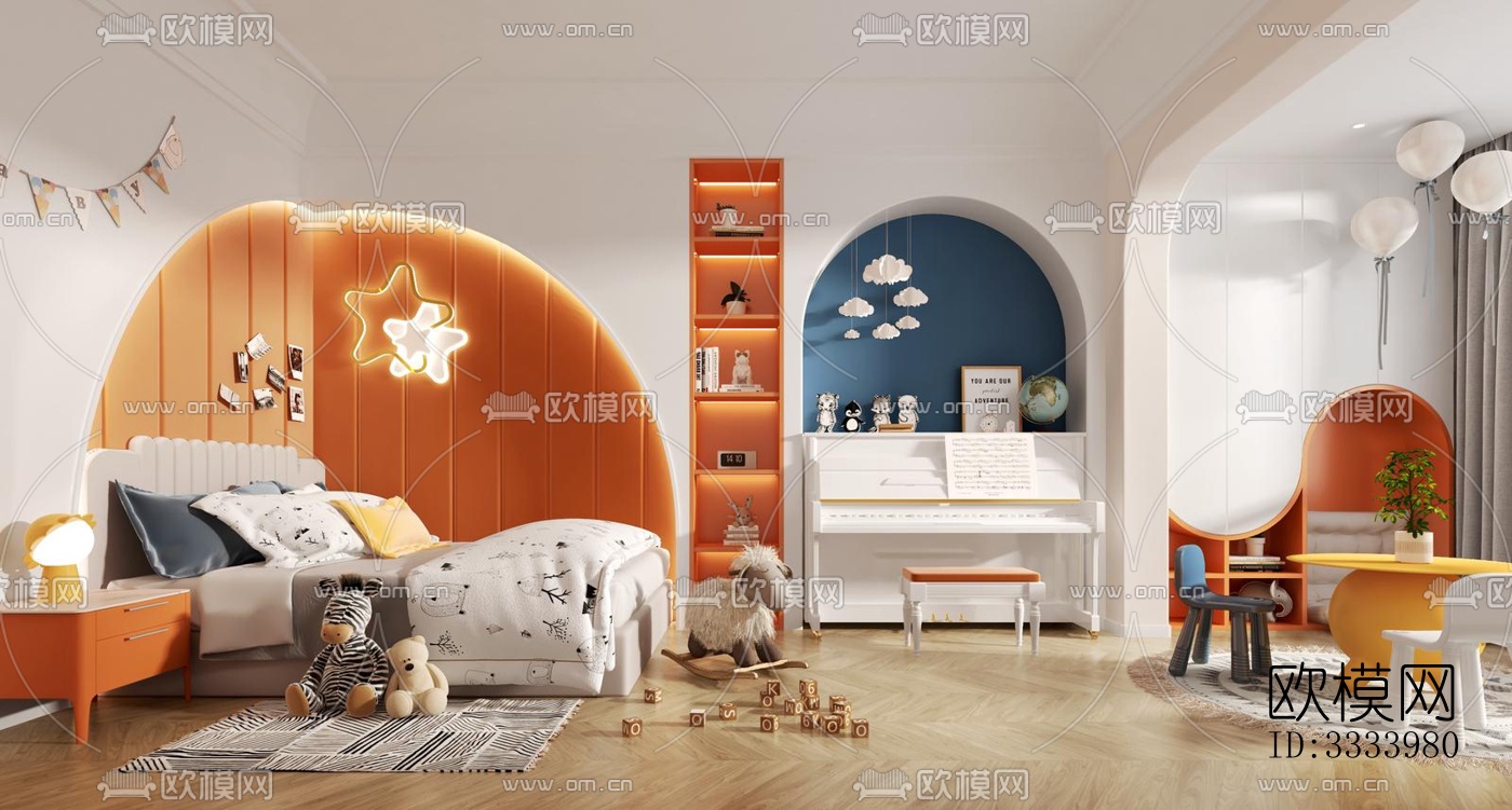 现代儿童房效果图下载（渲染图1）