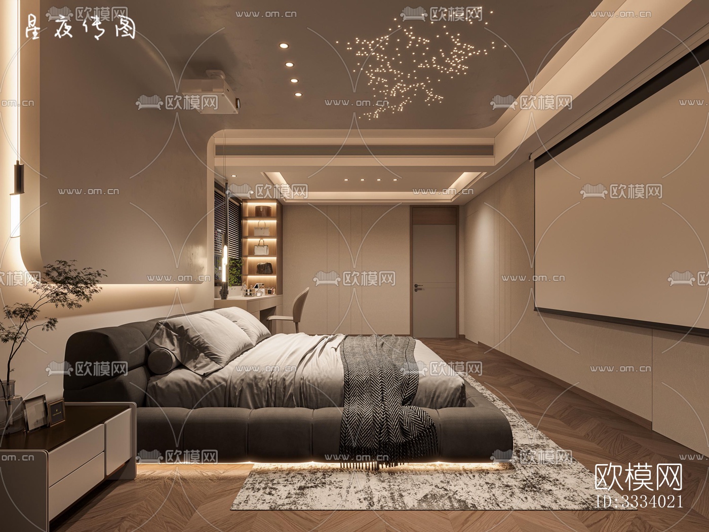 现代卧室效果图下载（渲染图4）