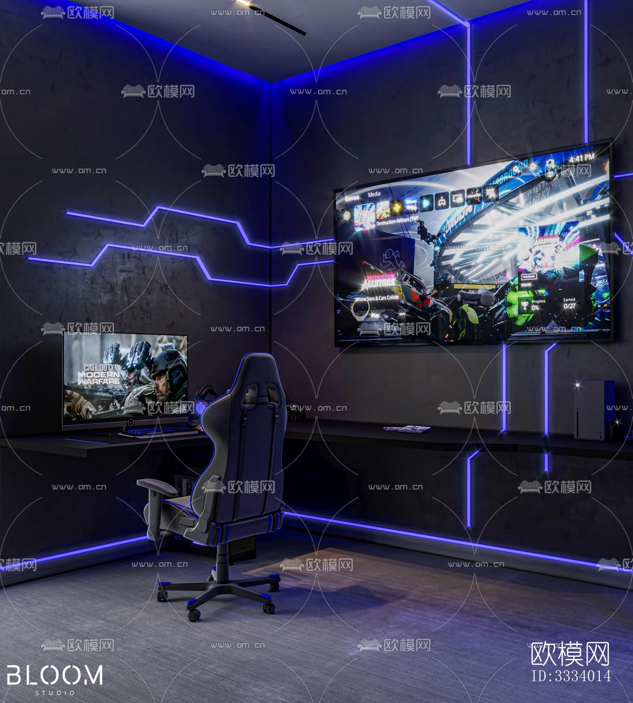 现代卧室效果图下载（渲染图1）