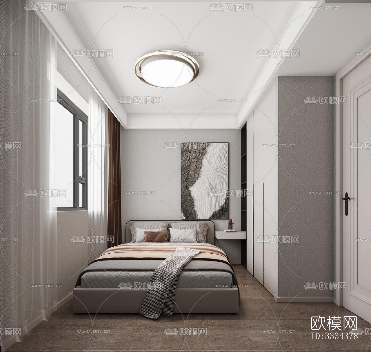 现代卧室效果图下载（渲染图3）