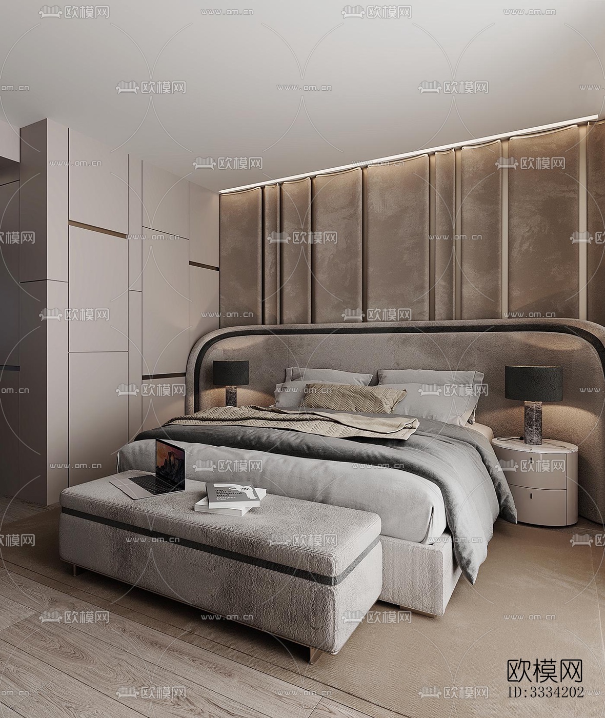 现代卧室效果图下载（渲染图5）