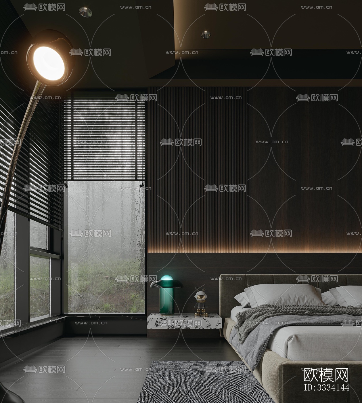 现代卧室效果图下载（渲染图1）