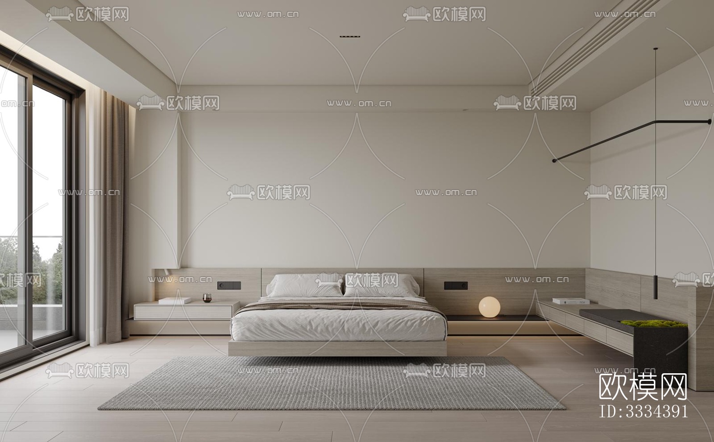 现代卧室效果图下载（渲染图12）