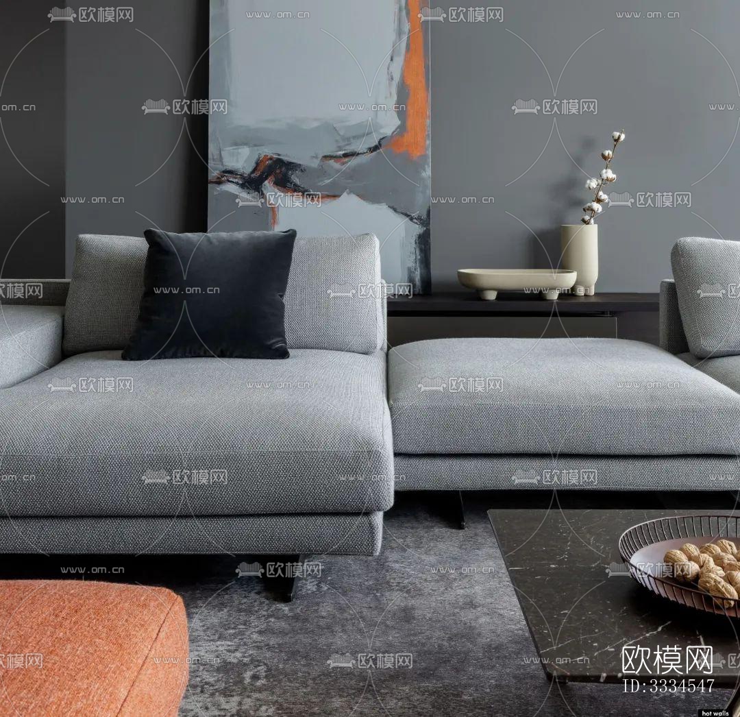 现代客厅效果图下载（渲染图2）