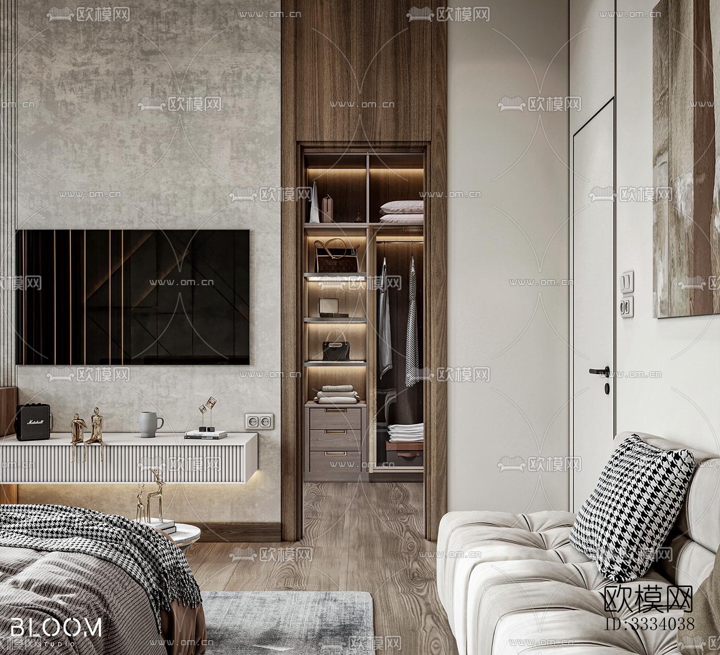 现代卧室效果图下载（渲染图9）