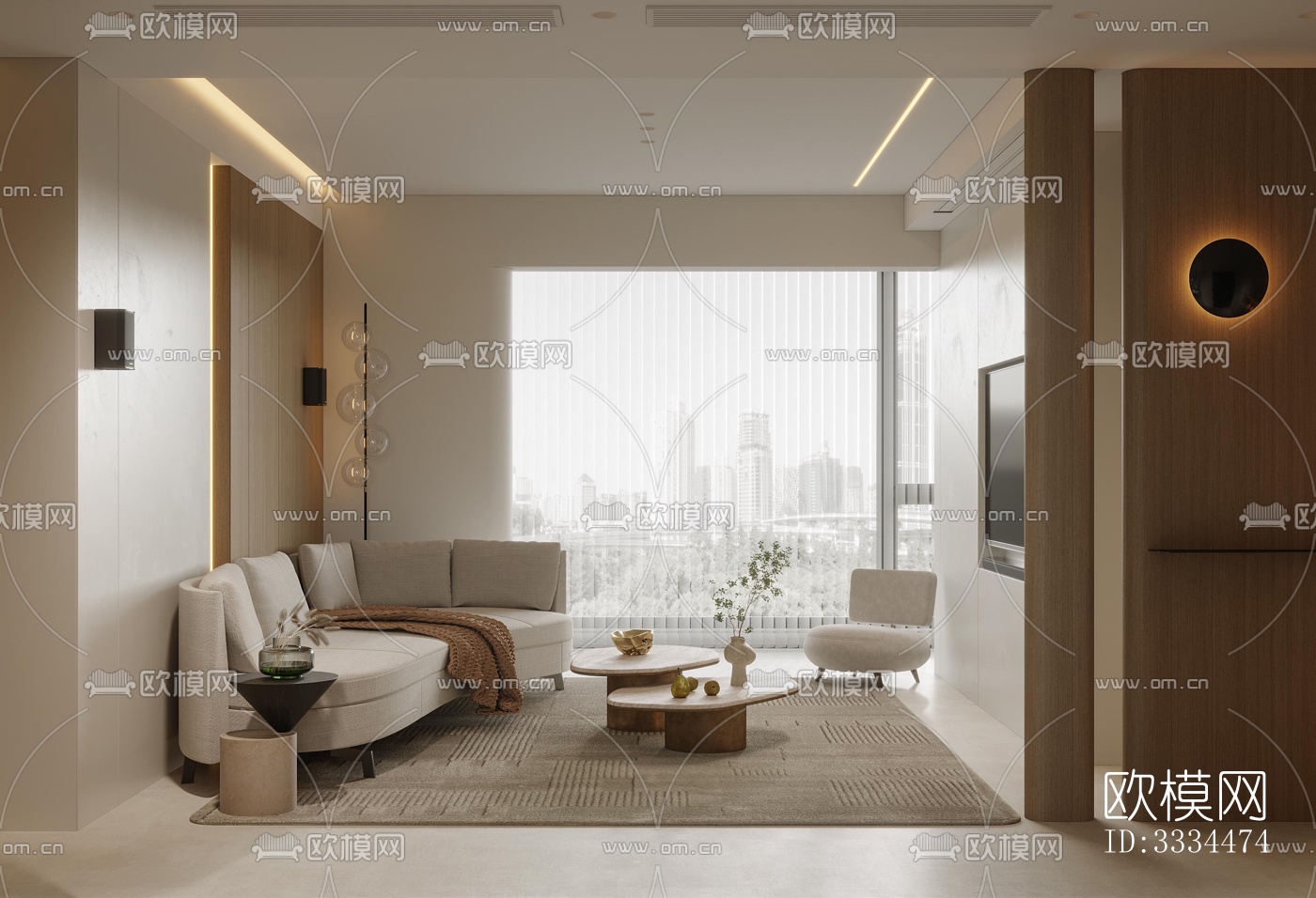 现代客厅效果图下载（渲染图12）