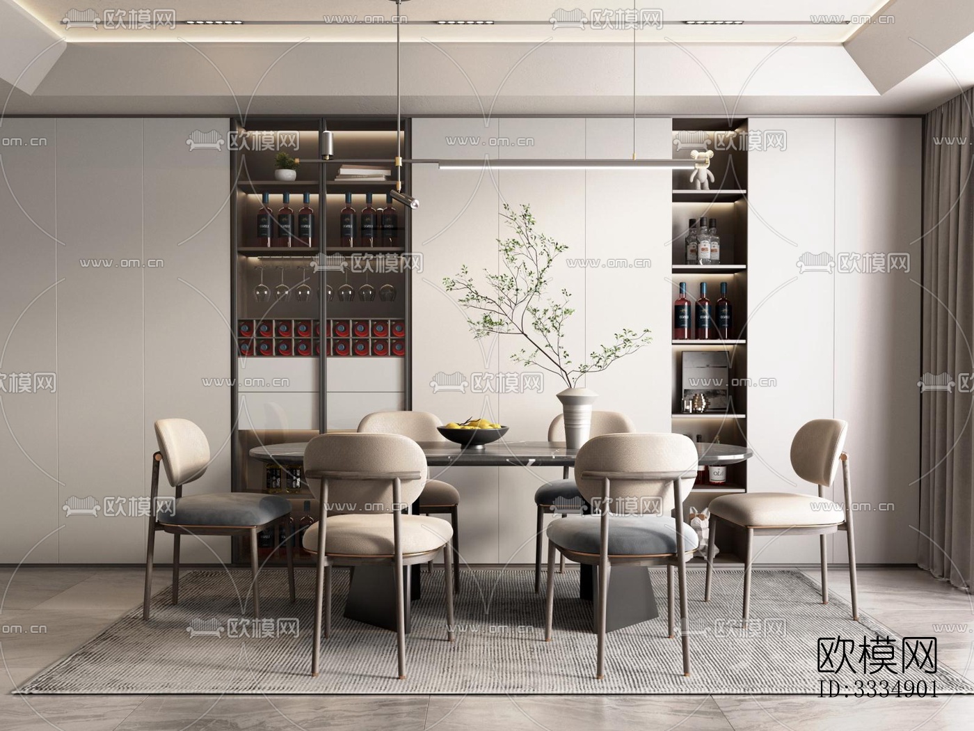 现代餐厅效果图下载（渲染图5）