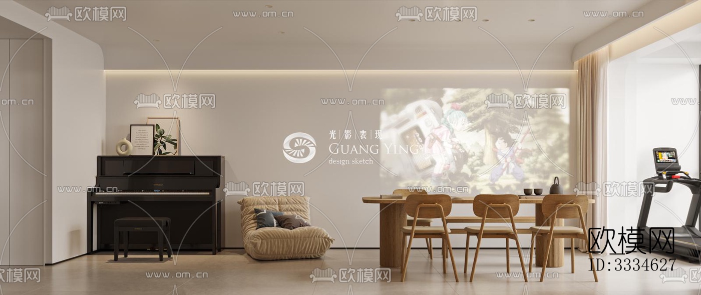 原木风餐厅效果图下载（渲染图1）