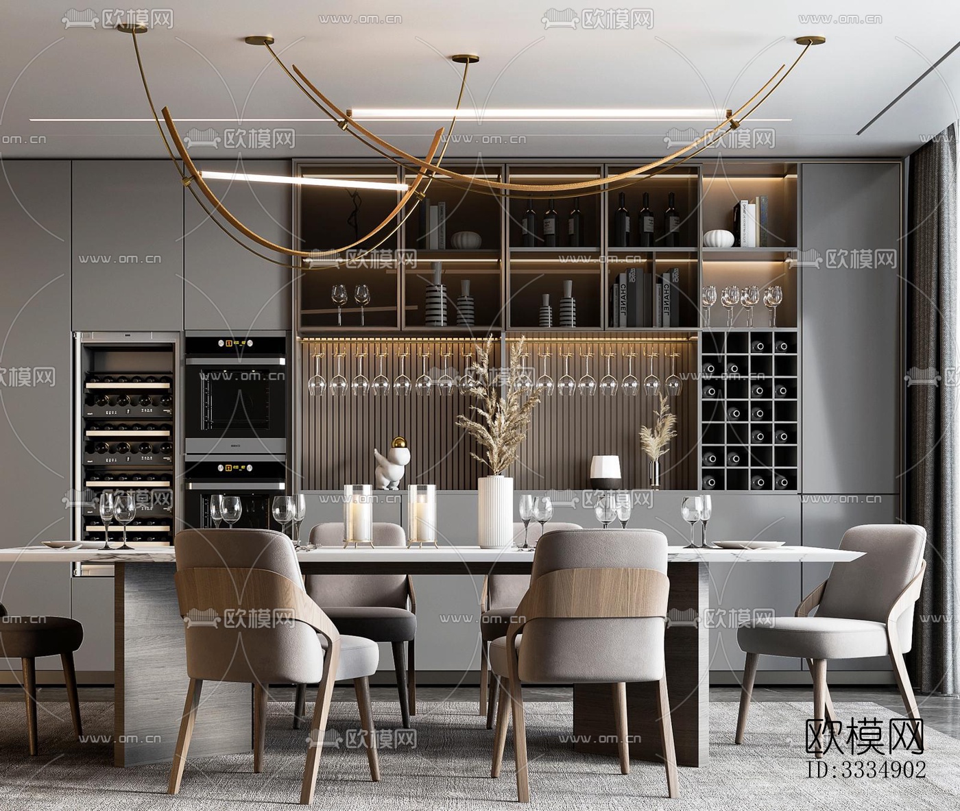 现代餐厅效果图下载（渲染图1）