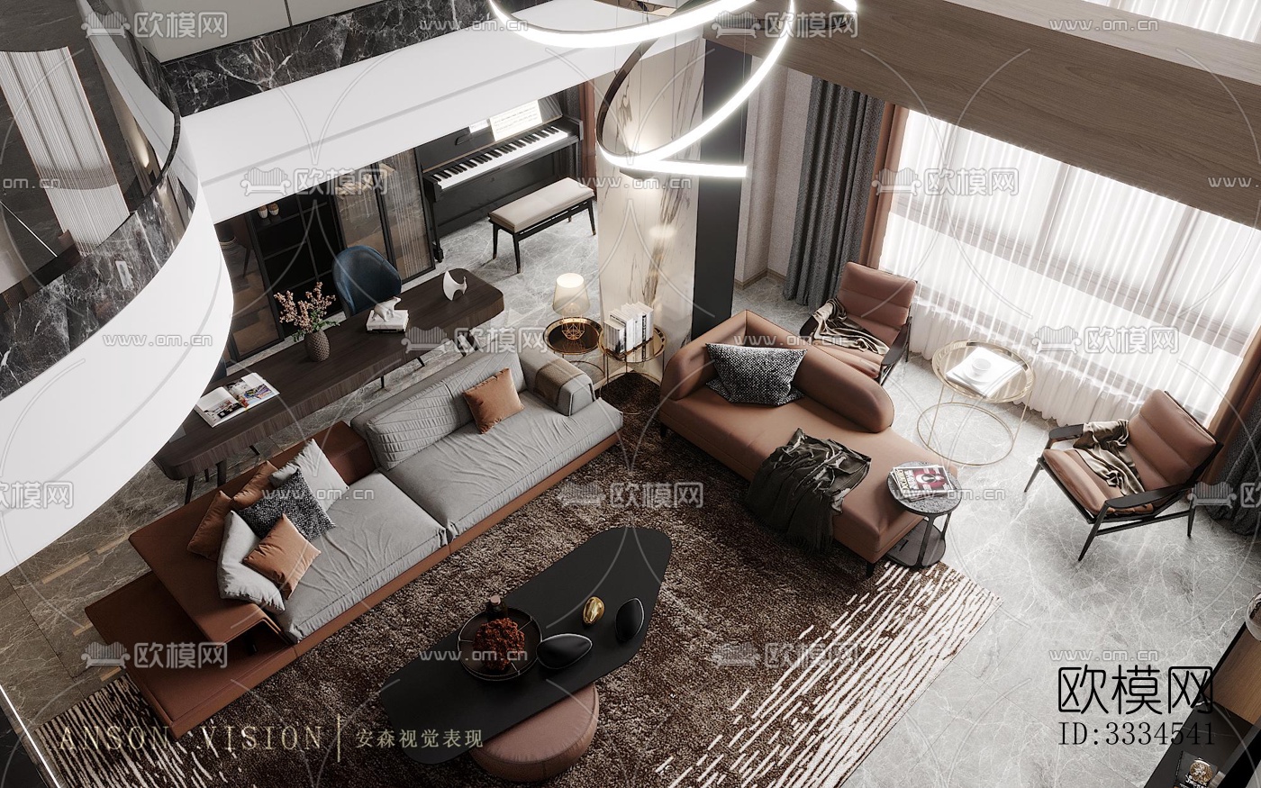 现代客厅效果图下载（渲染图2）