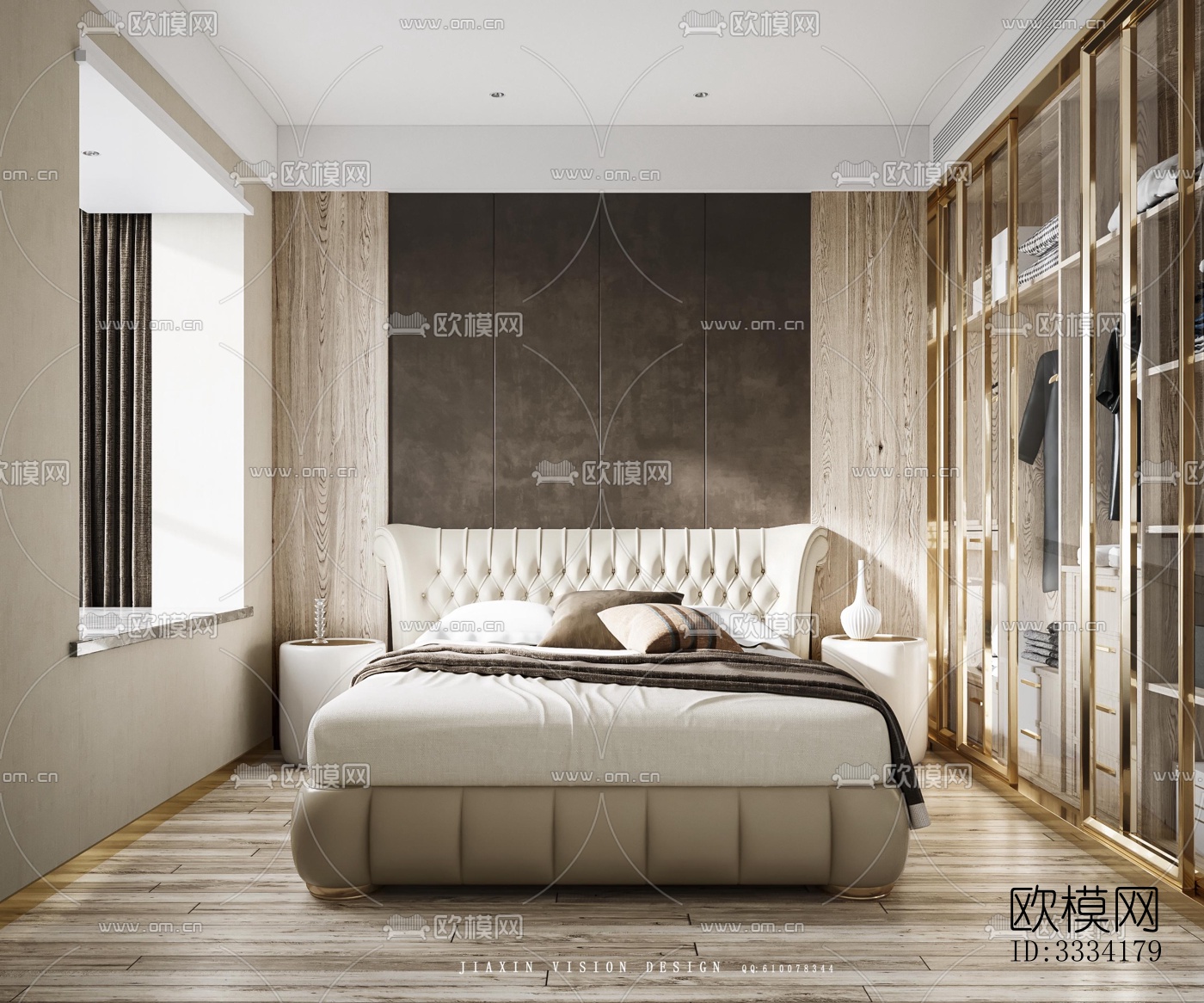 现代卧室效果图下载（渲染图1）
