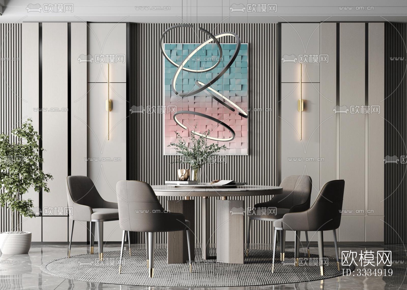 现代餐厅效果图下载（渲染图4）
