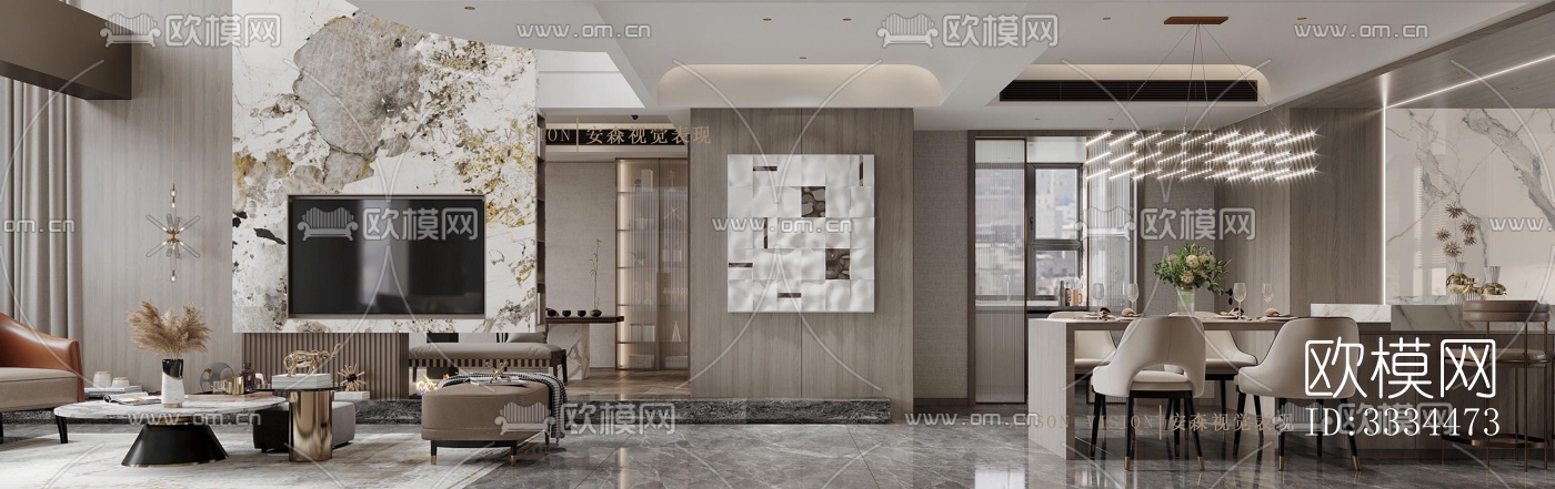 现代客厅效果图下载（渲染图6）