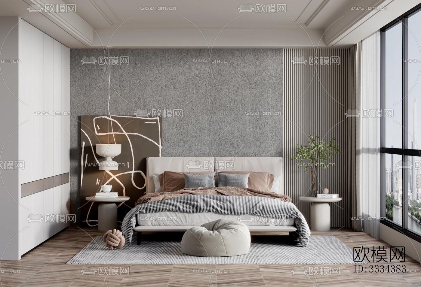 现代卧室效果图下载（渲染图6）