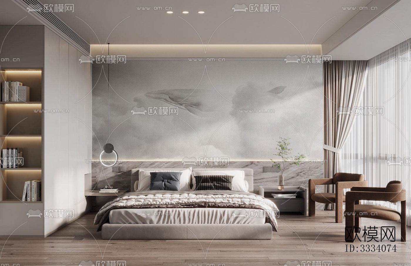 现代卧室效果图下载（渲染图7）