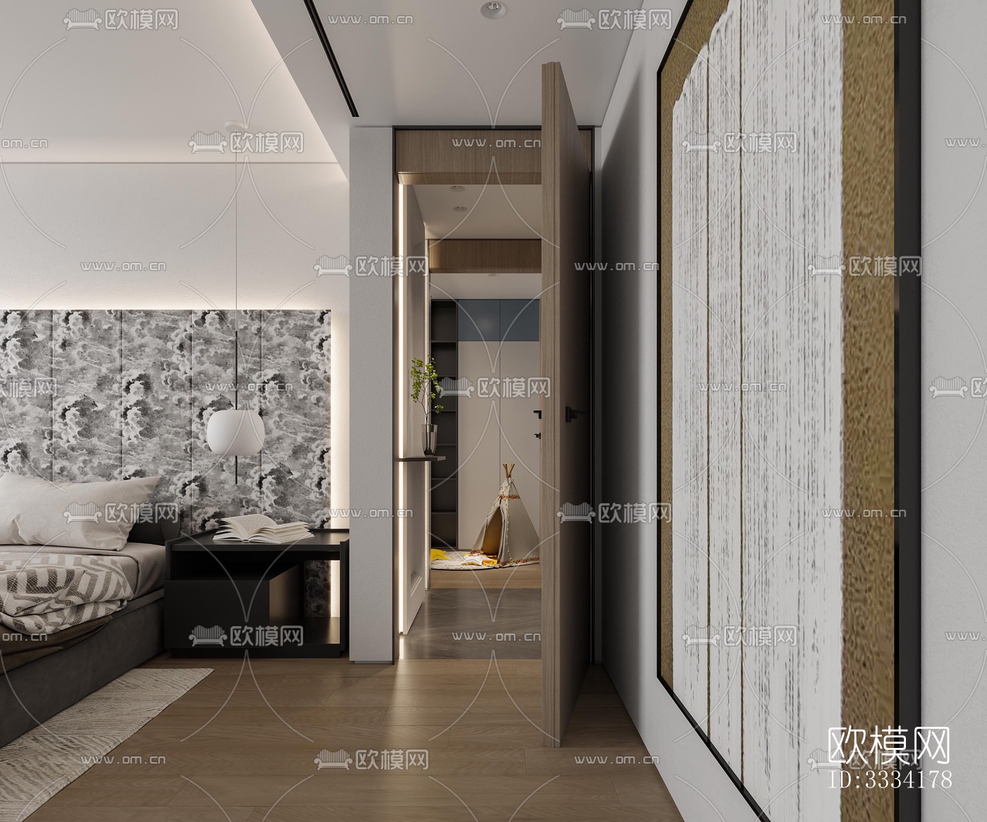 现代卧室效果图下载（渲染图4）