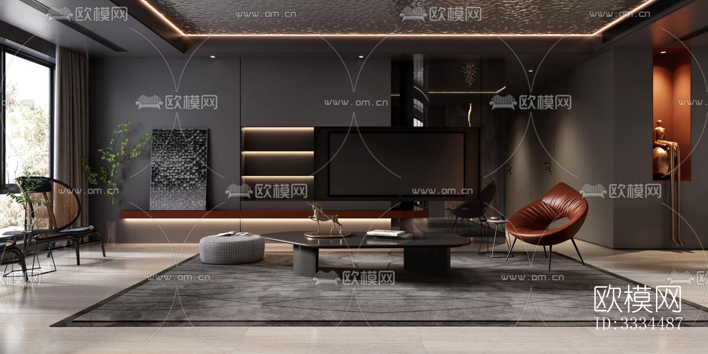 现代客厅效果图下载（渲染图17）