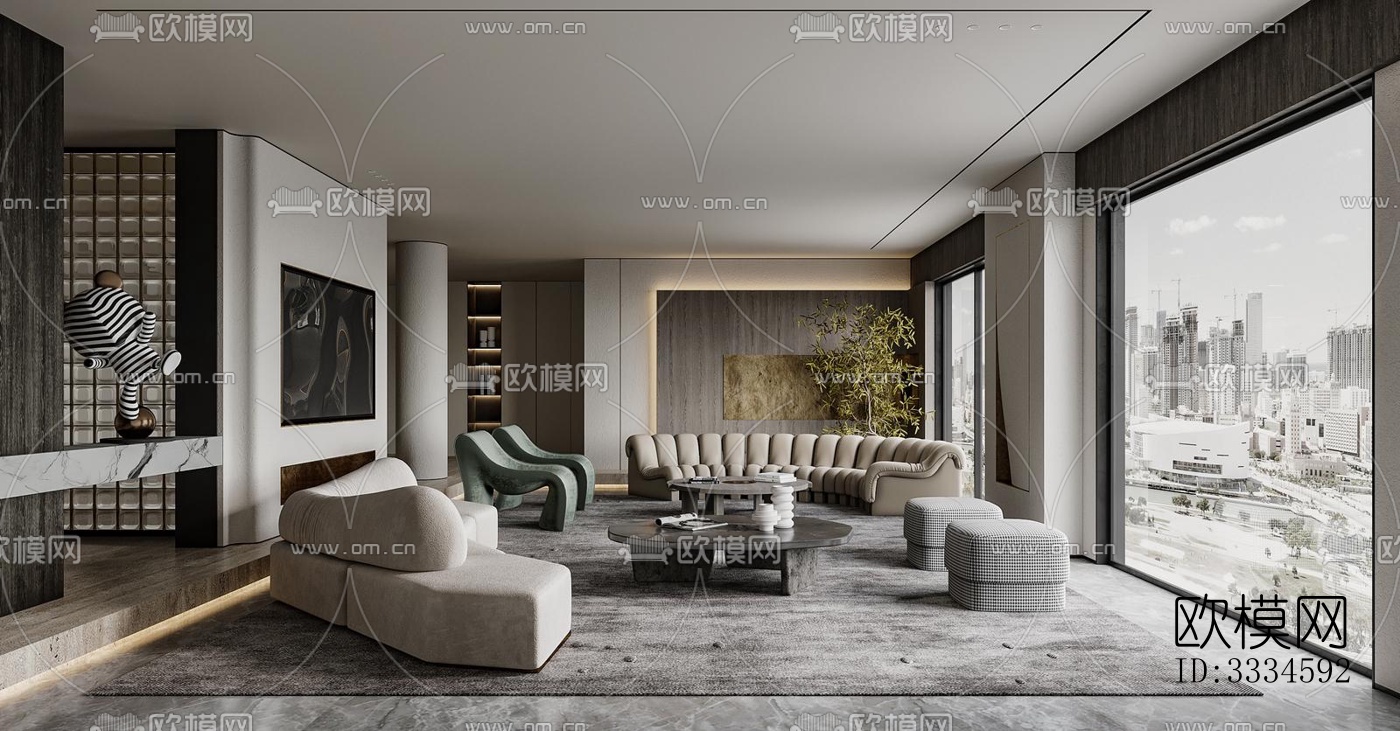 现代客厅效果图下载（渲染图11）