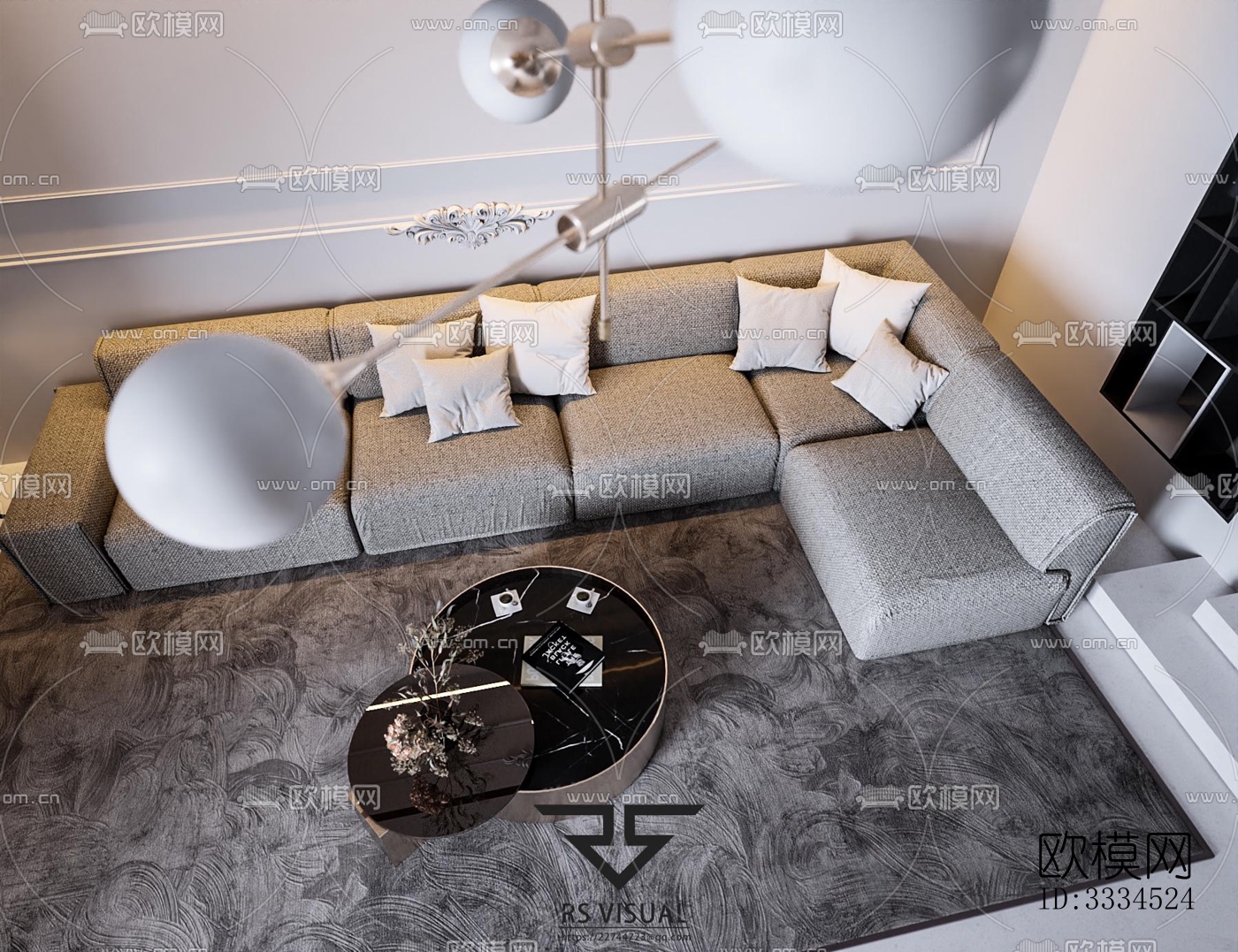 现代客厅效果图下载（渲染图5）