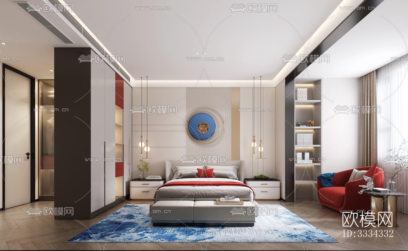 现代卧室效果图下载（渲染图4）
