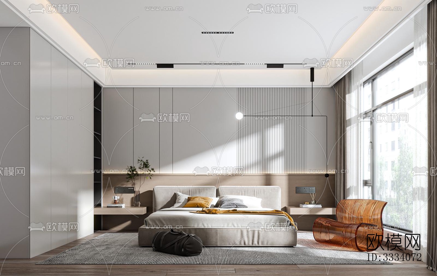 现代卧室效果图下载（渲染图4）