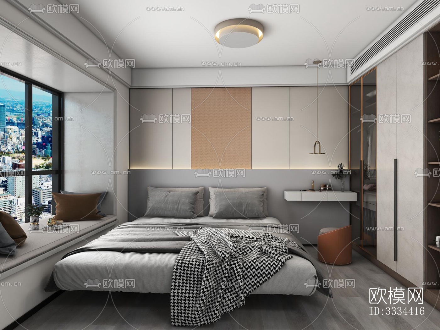 现代卧室效果图下载（渲染图3）