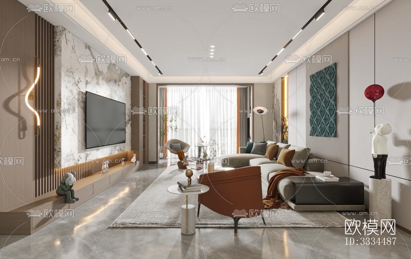现代客厅效果图下载（渲染图10）