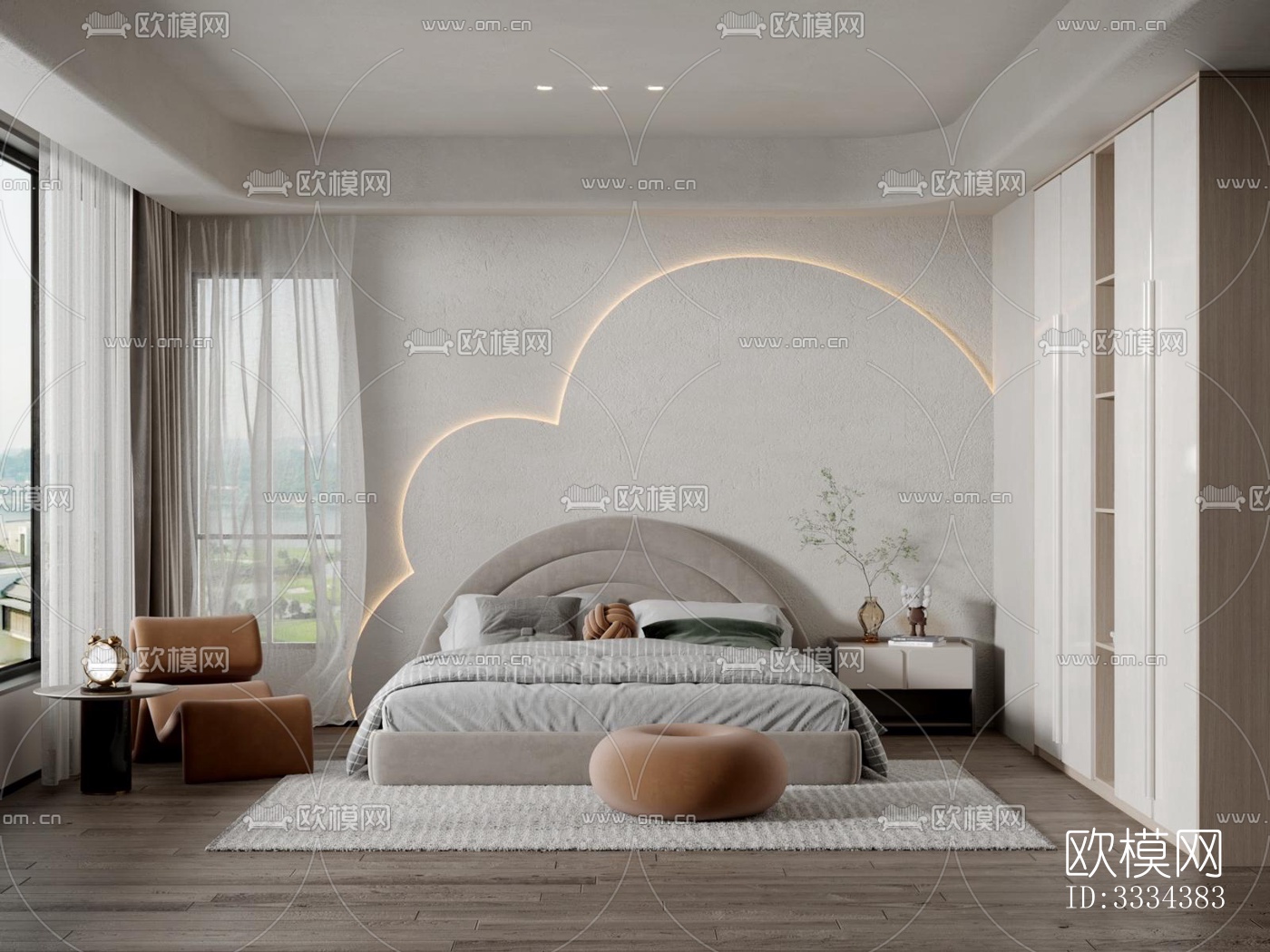现代卧室效果图下载（渲染图2）