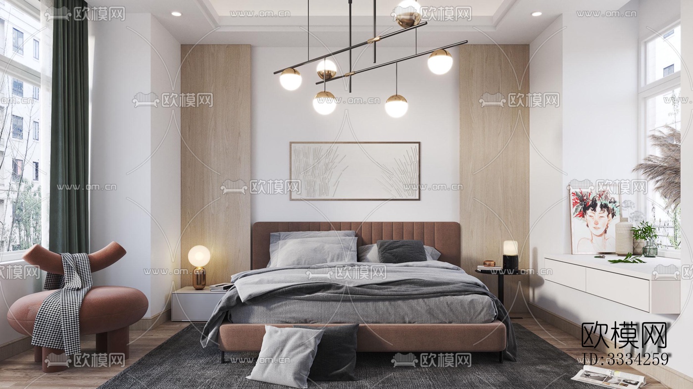现代卧室效果图下载（渲染图7）