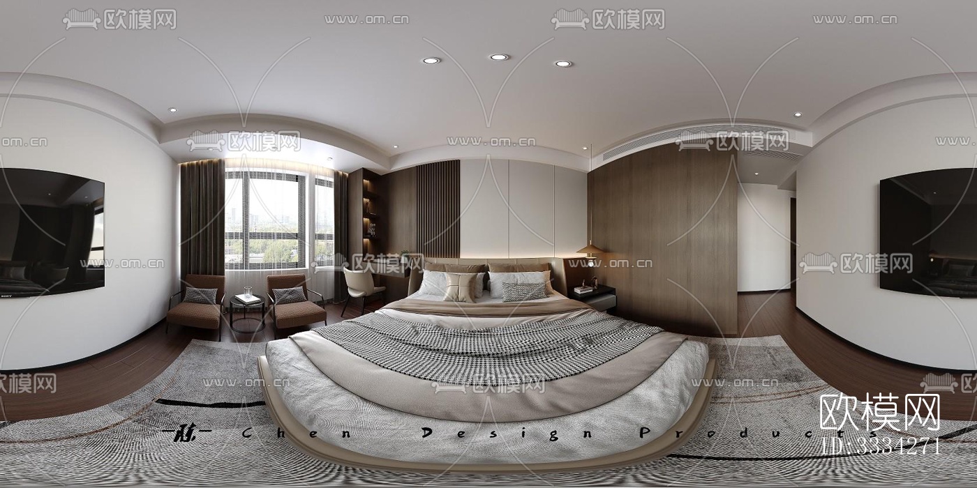 现代卧室效果图下载（渲染图3）