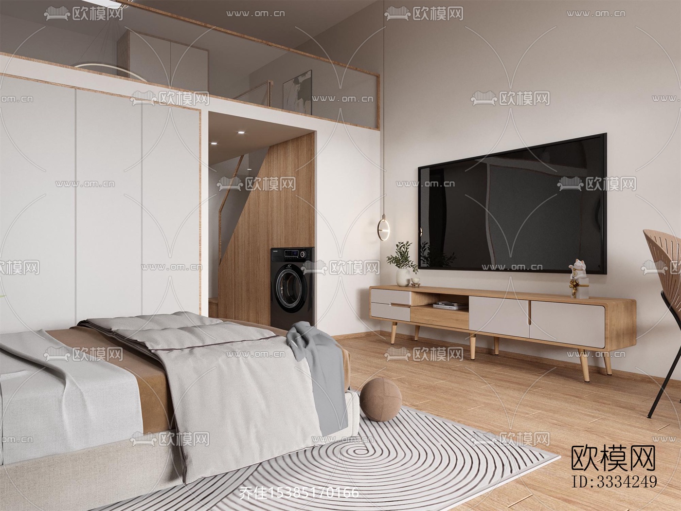 现代卧室效果图下载（渲染图4）