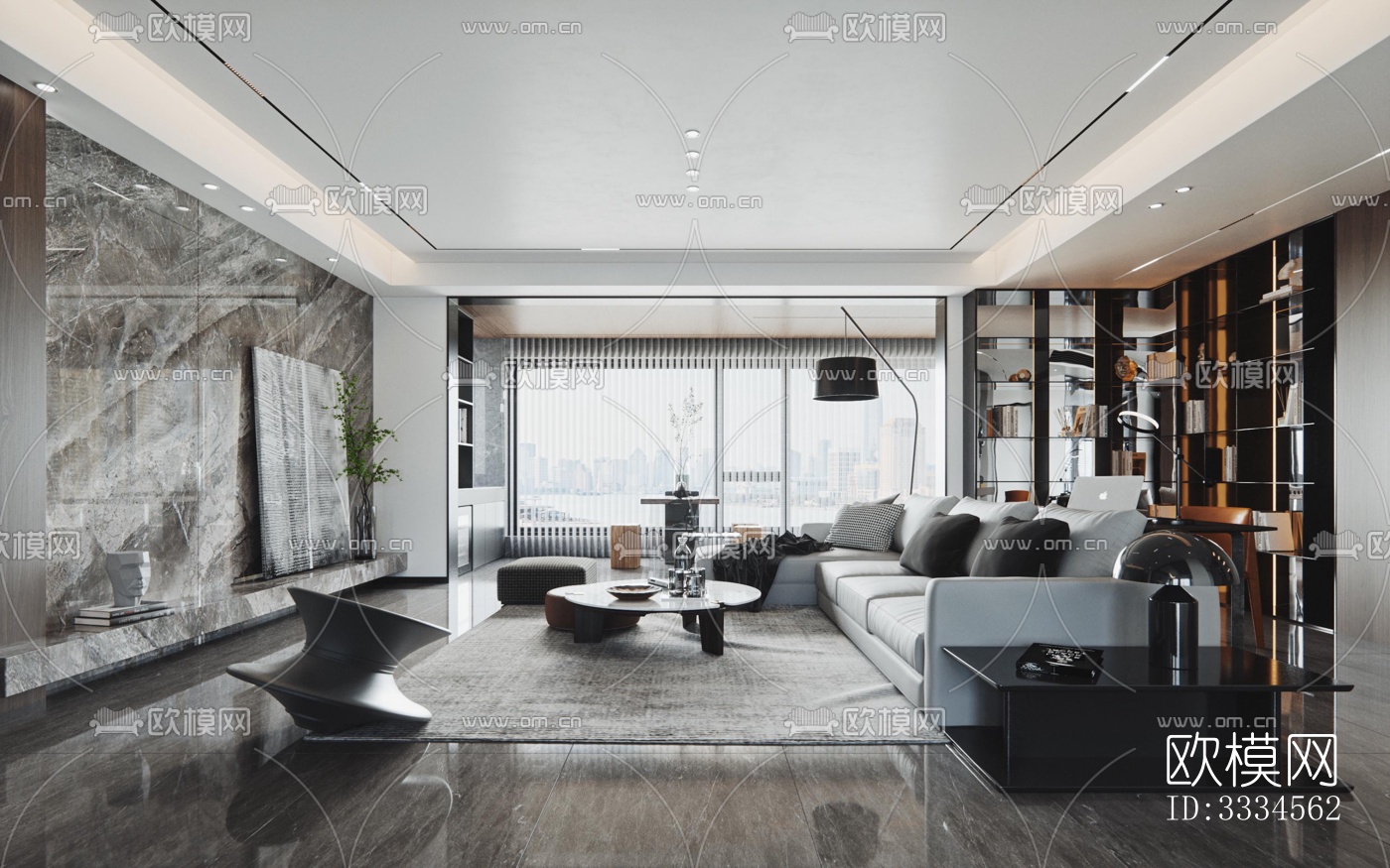 现代客厅效果图下载（渲染图1）