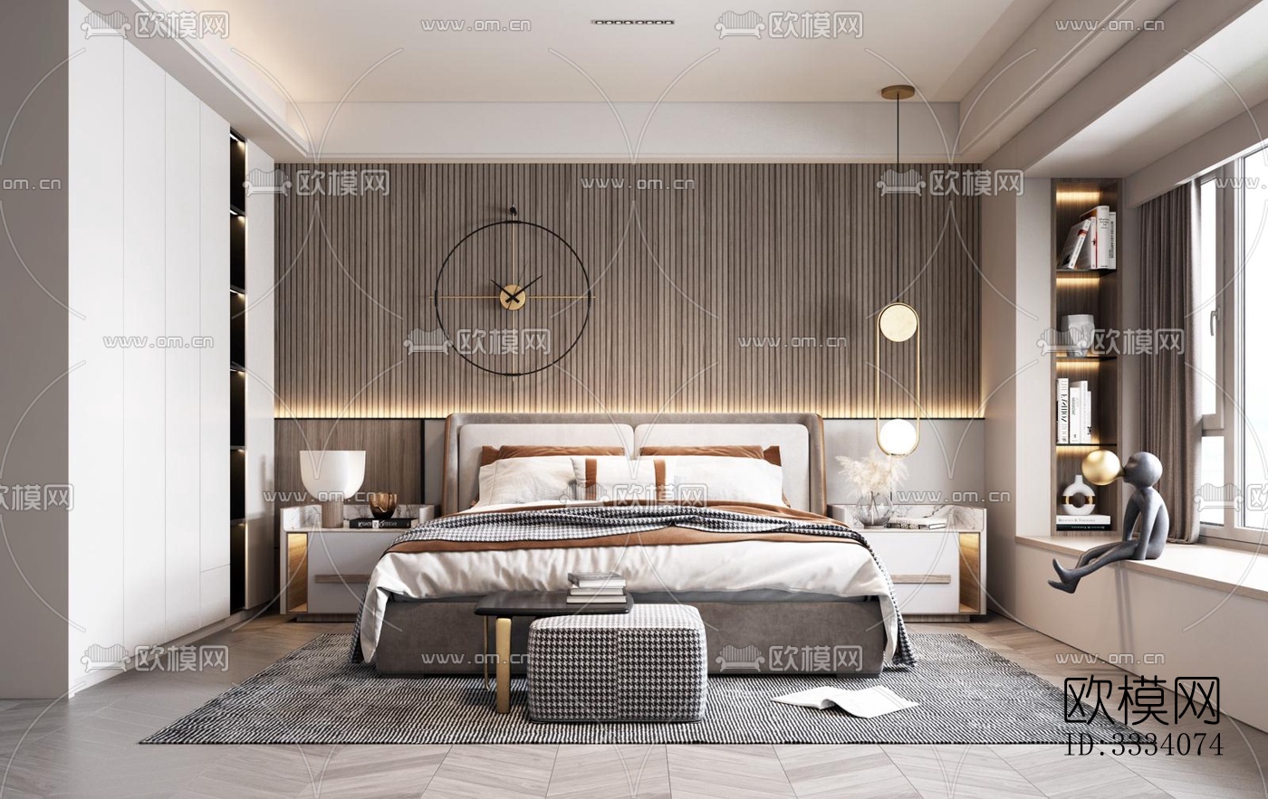 现代卧室效果图下载（渲染图2）
