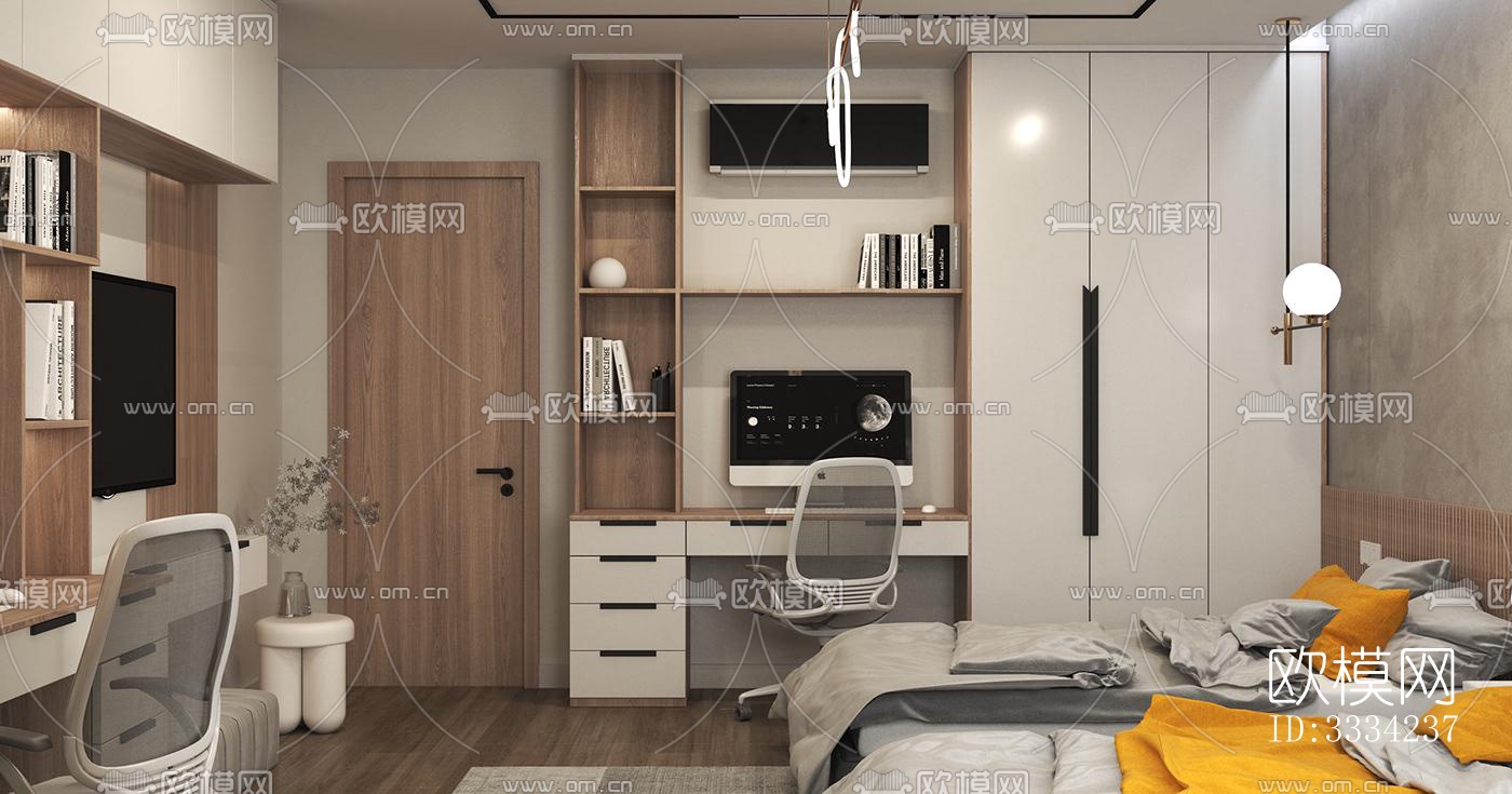 现代卧室效果图下载（渲染图4）