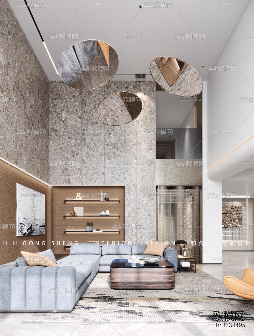 现代客厅效果图下载（渲染图11）