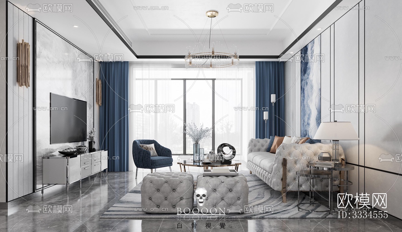 现代客厅效果图下载（渲染图3）