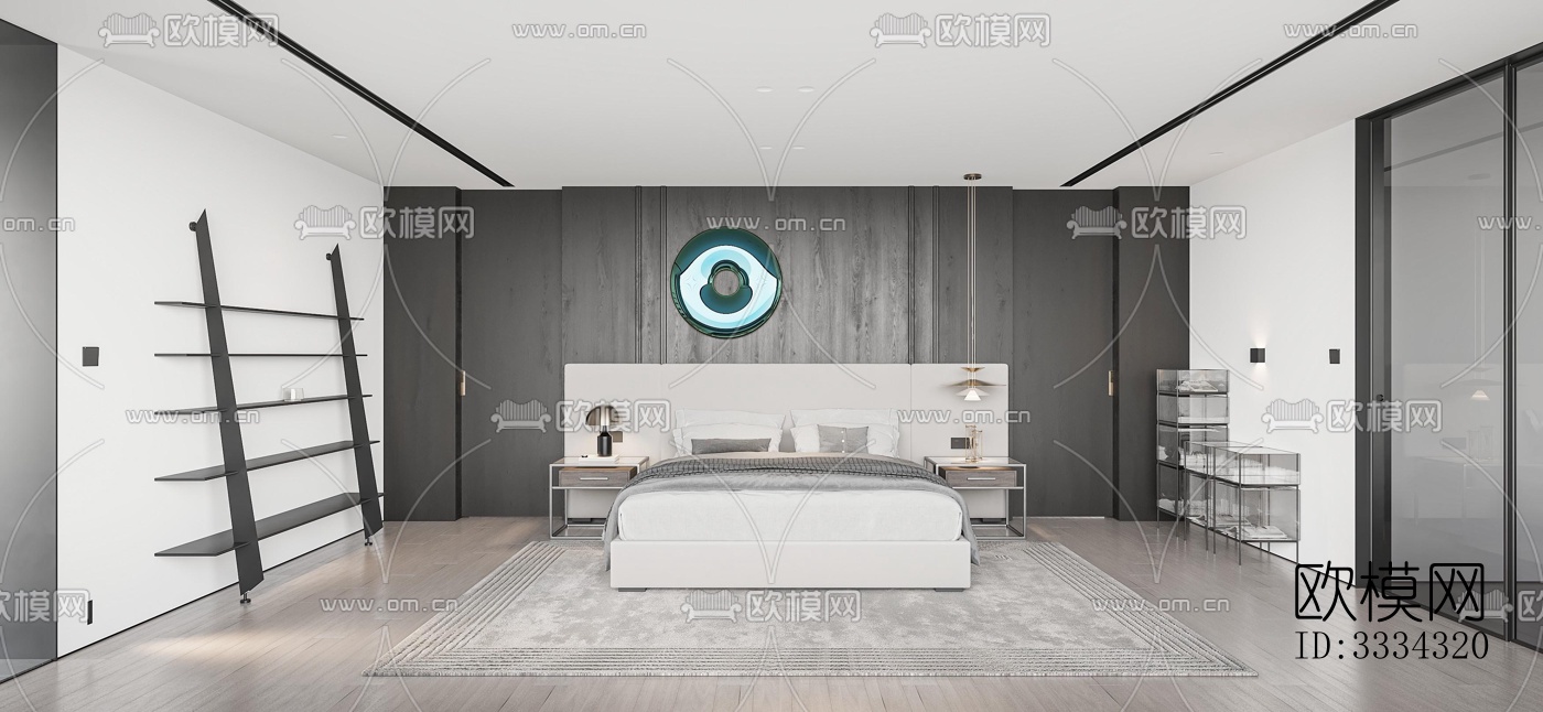 现代卧室效果图下载（渲染图4）