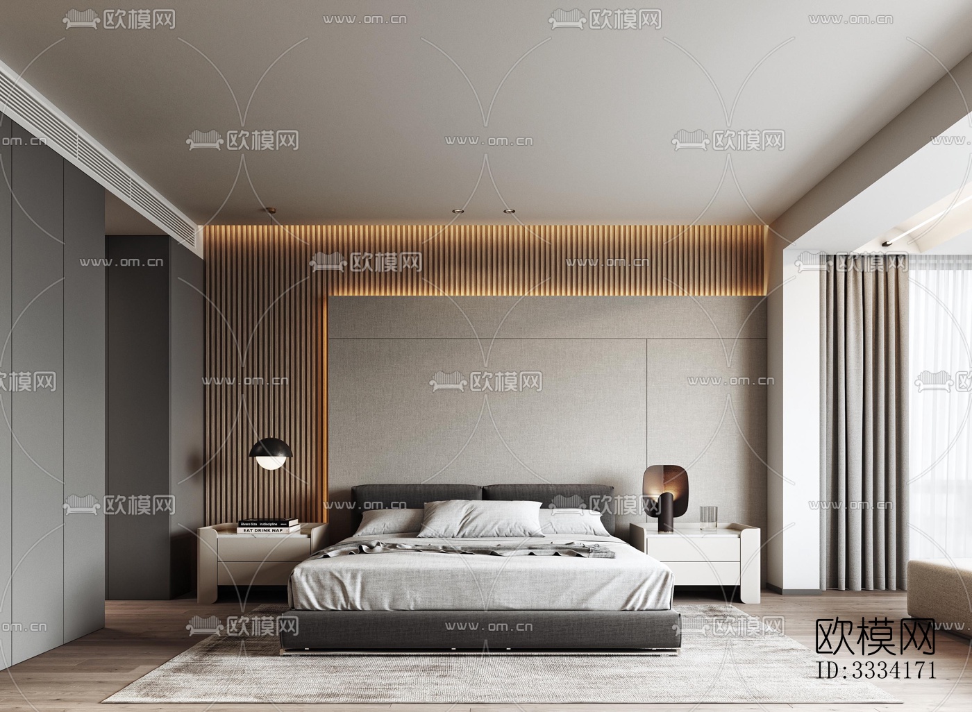 现代卧室效果图下载（渲染图1）